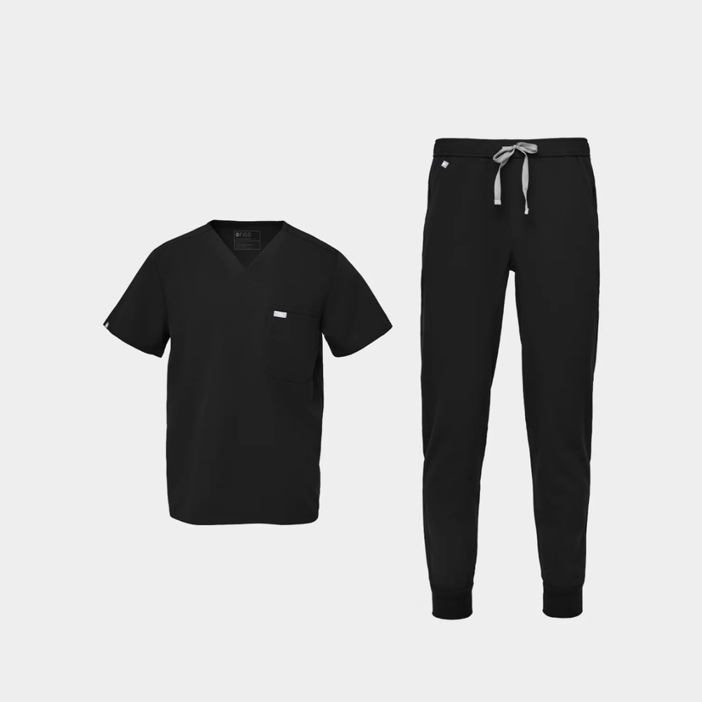 FIGS Black Scrubs Set Leon Two Pocket Top 2XL NWT and Tansen Jogger 2XL NWT